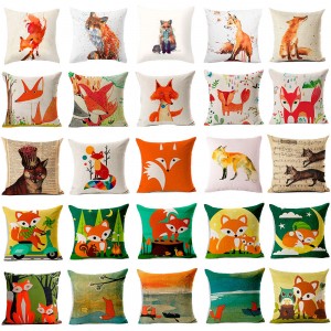 18&apos;&apos; Cute Fox Printed Cotton Linen Pillow Case Cushion Cover Fashion Home Decor    162662735053